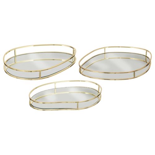 Set De 3 Plateaux En Métal L23,5/27/30cm Doré