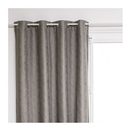 Rideau à Oeillets Occultant Jacquard Gris Avec Effet Matière 140 X 260 Cm