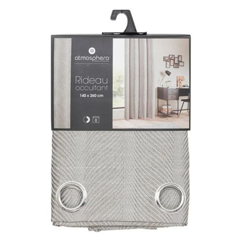 Rideau à Oeillets Occultant Jacquard Beige Lin Avec Effet Matière 140 X 260 Cm