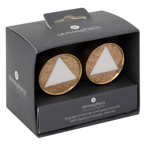 Boutons De Meuble X2 "isla" En Manguier et Laiton D3,8cm