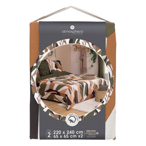 Parure De Lit 2 Personnes 240 X 220 Cm Housse De Couette Avec 2 Taies En Coton Imprimé Arik