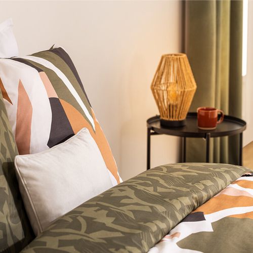 Parure De Lit 2 Personnes 240 X 220 Cm Housse De Couette Avec 2 Taies En Coton Imprimé Arik