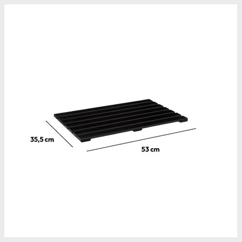 Tapis De Bain Caillebotis Noir En Bambou 53x36cm