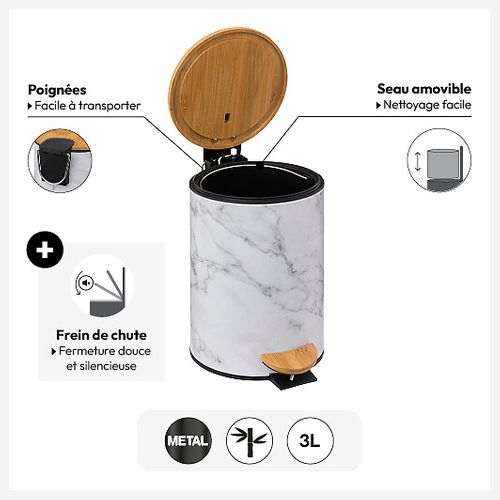 Poubelle salle de bain 3L LEA Blanc