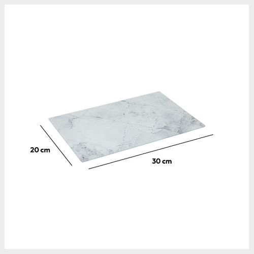Planche à Découper Verre 30x20cm Blanc Effet Marbre