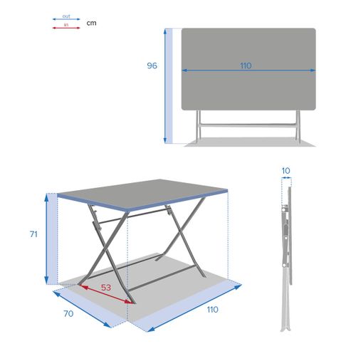 Table Rectangulaire Pliante Greensboro 4p Bronze Hespéride