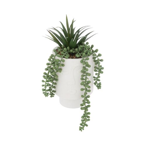Plantes Artificielles Visage Pot Blanc H 25 Cm