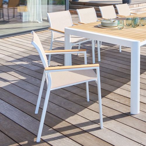 Fauteuil Repas Essentia Accoudoirs Bois Lin/blanc Hespéride