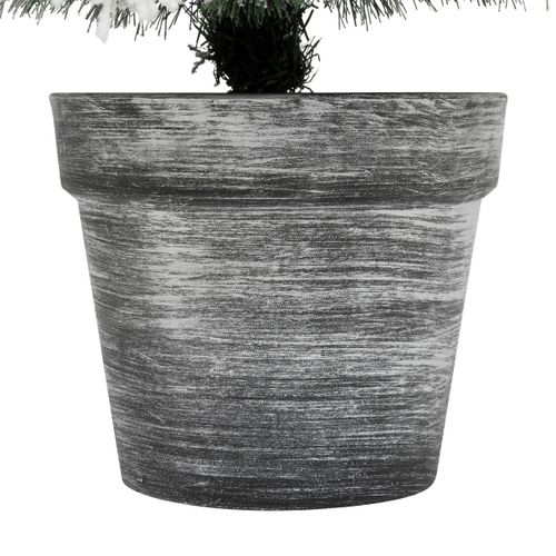 Sapin De Noël Artificiel Vert Floqué Enneigé Dans Un Pot Argenté H 100 Cm