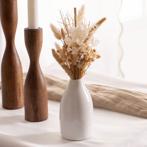 Composition Fleurs Séchées H25cm Avec Vase