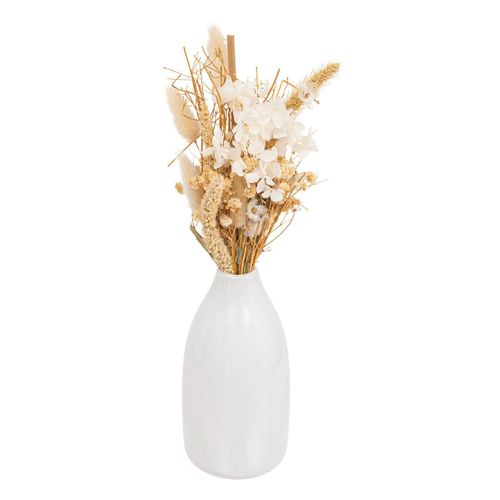 Composition Fleurs Séchées H25cm Avec Vase