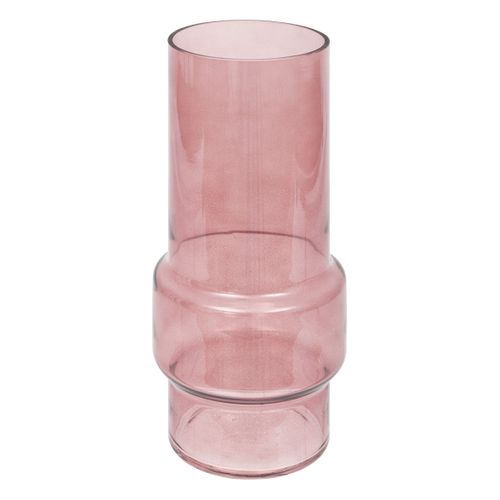 Vase En Verre Modelé Rose Poudré H 25 Cm