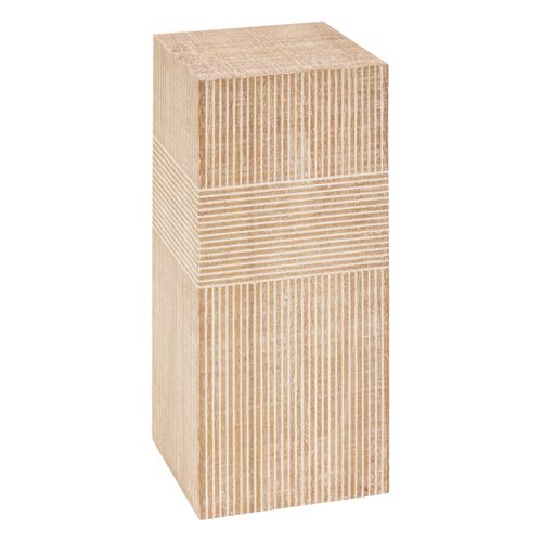 Porte Plante En Bois Gravé Naturel Et Blanc H 70 Cm