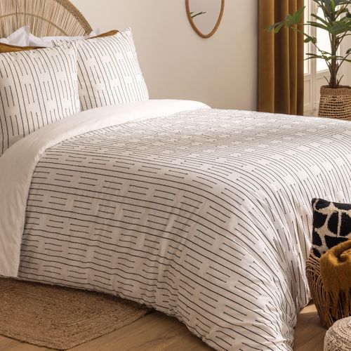 Parure De Lit Kain Coton Blanc/noir 260x240cm