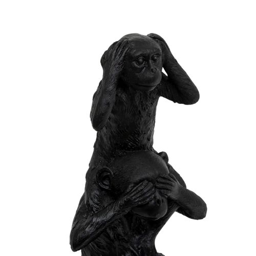 Statue résine singes H. 24,5 PAN Noir