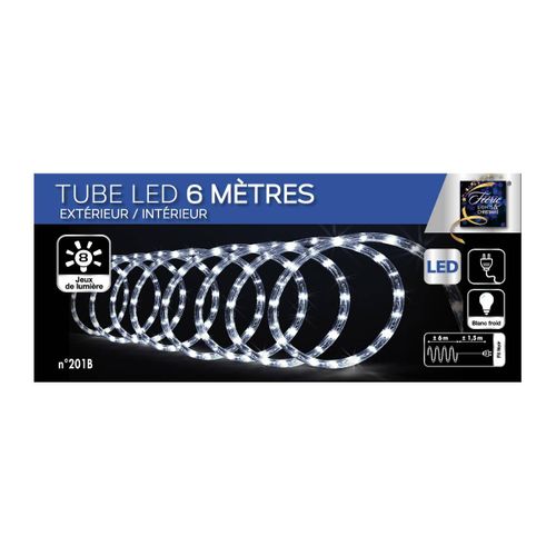 Guirlande Lumineuse Extérieur Tube 6 M 108 LED Blanc Froid 8 Jeux De Lumière