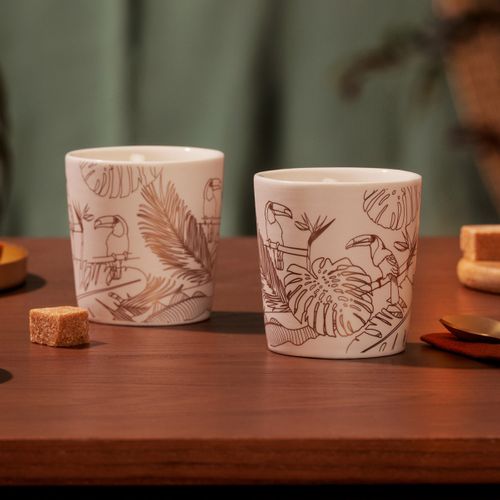 Lot De 4 Tasses à Café "toucan" 10cl Blanc