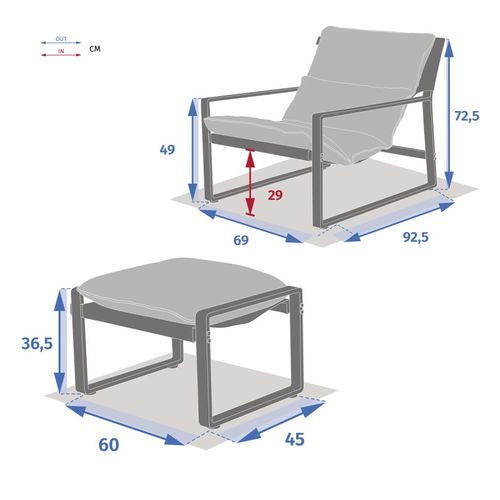 Fauteuil Relax Lambinio Avec Repose Pieds Gris/graphite Hespéride