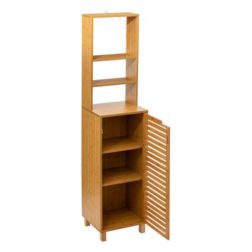 Meuble De Rangement Colonne En Bambou 1 Porte H 168 Cm