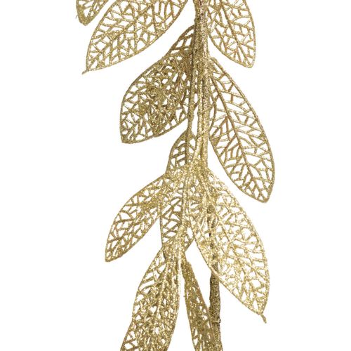 Guirlande De Noël Feuilles Ajourées Paillettes Dorées L 180 Cm
