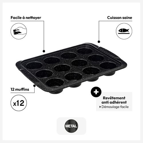 Moule 12 Muffins 32x135cm Acier "caractère"