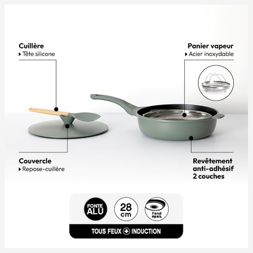 Sauteuse D28cm En Fonte D'aluminium Vert
