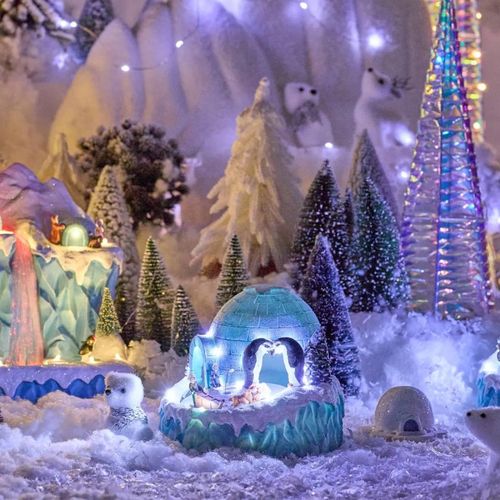 Village De Noël Igloo Animé Et Lumineux