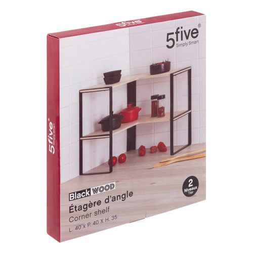 Étagère D'angle 2 Niveaux En Métal Noir L 40 X P 40 X H 35 Cm