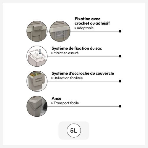 Poubelle De Compost 5l En Plastique Taupe