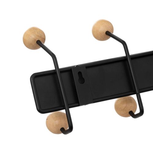 Patère 10 Crochets Boules Bois Et Métal Noir L 44 Cm