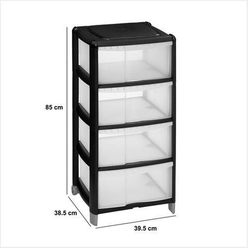 Tour De Rangement 4 Tiroirs 4 Pieds Amovibles Dont 2 Avec Roues H 85 Cm