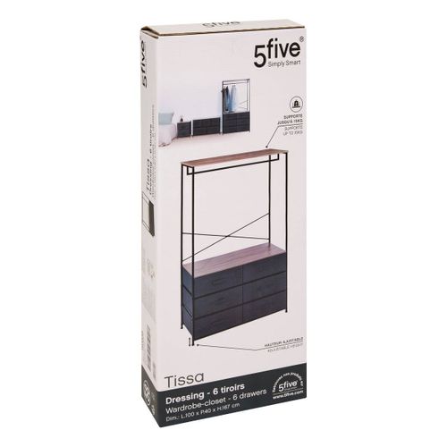 Dressing Penderie 6 Tiroirs Tissa Gris Foncé 5five