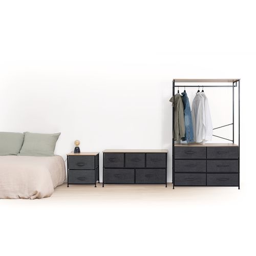 Commode Basse 5 Tiroirs Tissa Gris Foncé 5five