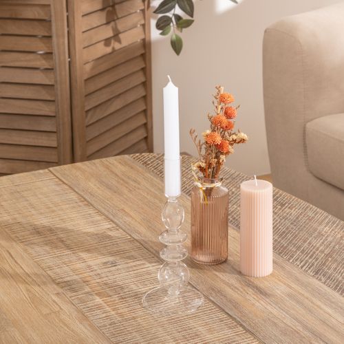 Bougeoir Chandelier En Verre Transparent D 9 X H 22 Cm