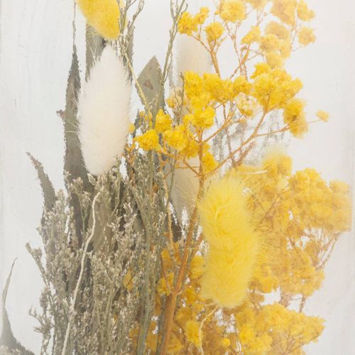 Fleurs Séchées Jaune Dans Une Bouteille En Verre H 46.6 Cm