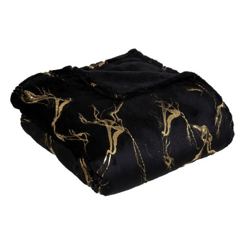 Plaid Noir Et Doré Effet Marbré 130 X 180 Cm
