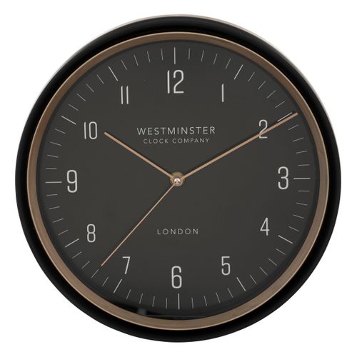 Pendule Murale Noire Et Laiton D 29 Cm