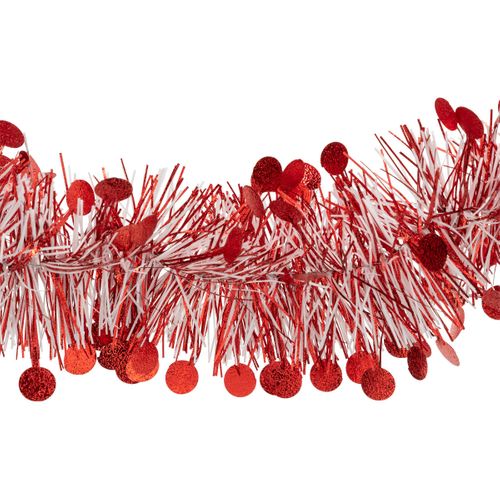 Guirlande De Noël Large 10 Cm Rouge Et Blanc Avec Pastilles Longueur 2 Mètres