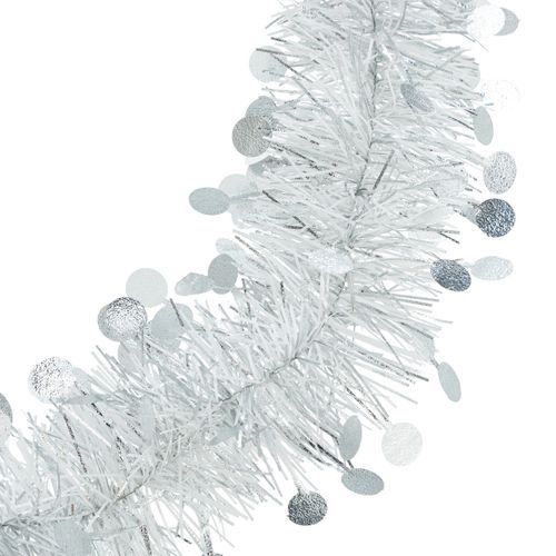 Guirlande De Noël Large 10 Cm Argent Et Blanc Avec Pastilles Longueur 2 Mètres