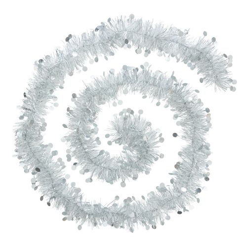 Guirlande De Noël Large 10 Cm Argent Et Blanc Avec Pastilles Longueur 2 Mètres