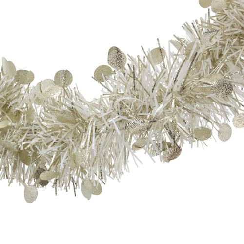 Guirlande De Noël Large 10 Cm Doré Et Blanc Avec Pastilles Longueur 2 Mètres