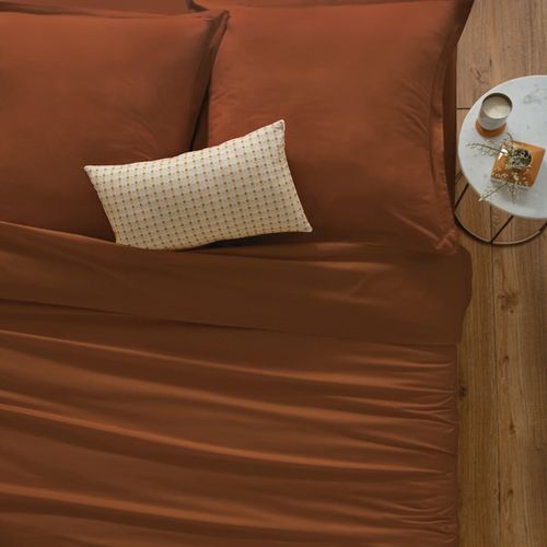 Housse De Couette 1 Personne En Coton Terracotta 140 X 200 Cm