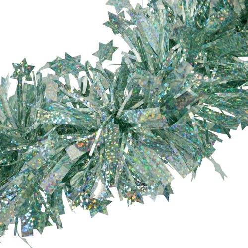 Guirlande De Noël Large 10 Cm Avec Étoiles Laser Vert Amande Longueur 2 Mètres