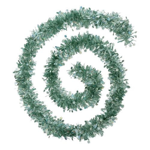 Guirlande De Noël Large 10 Cm Avec Étoiles Laser Vert Amande Longueur 2 Mètres