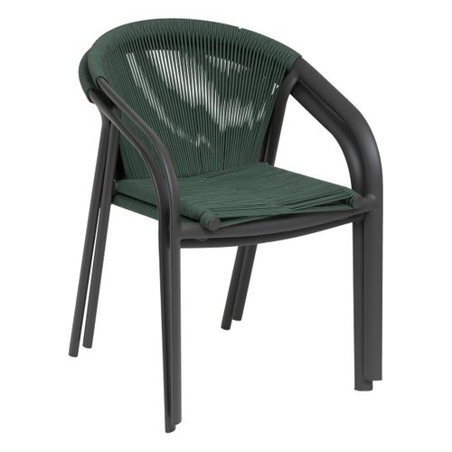 Fauteuil De Jardin Empilable "riu" Vert Olive et Graphite En Aluminium Traité En Epoxy