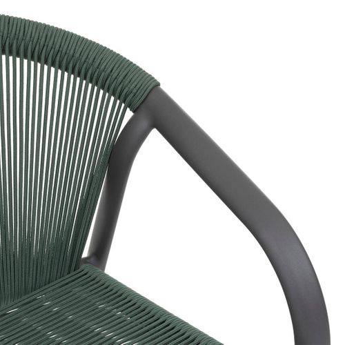 Fauteuil De Jardin Empilable "riu" Vert Olive et Graphite En Aluminium Traité En Epoxy