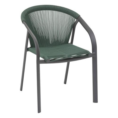 Fauteuil De Jardin Empilable "riu" Vert Olive et Graphite En Aluminium Traité En Epoxy