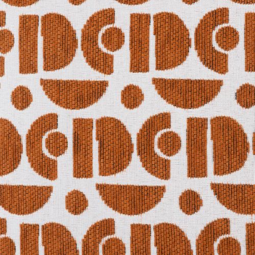 Fauteuil En Bois Et Tissu Chenille Ambre Orange Et Blanc