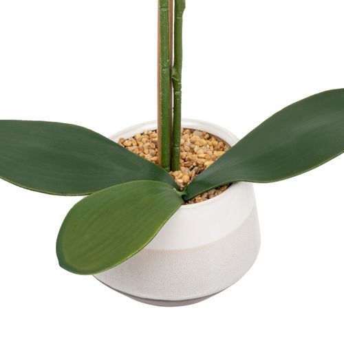 Plante Artificielle Orchidée Blanche Pot En Céramique Bicolore H 52 Cm