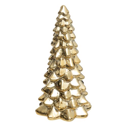Déco De Noël Sapin En Céramique Dorée H 22 Cm